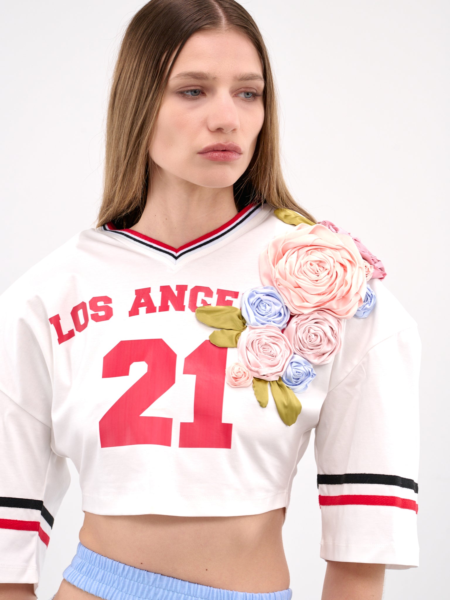 Cropped Football Jersey Tee (00T46-WHITE)