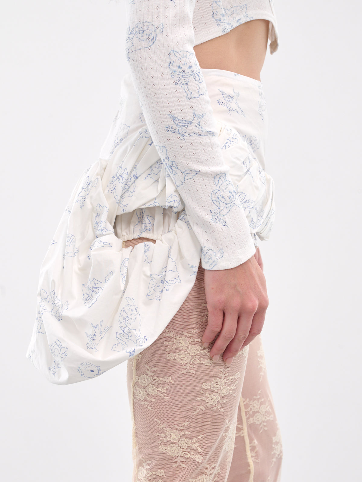 Draped Animal Print Bloomer (00TR06W-WHITE)