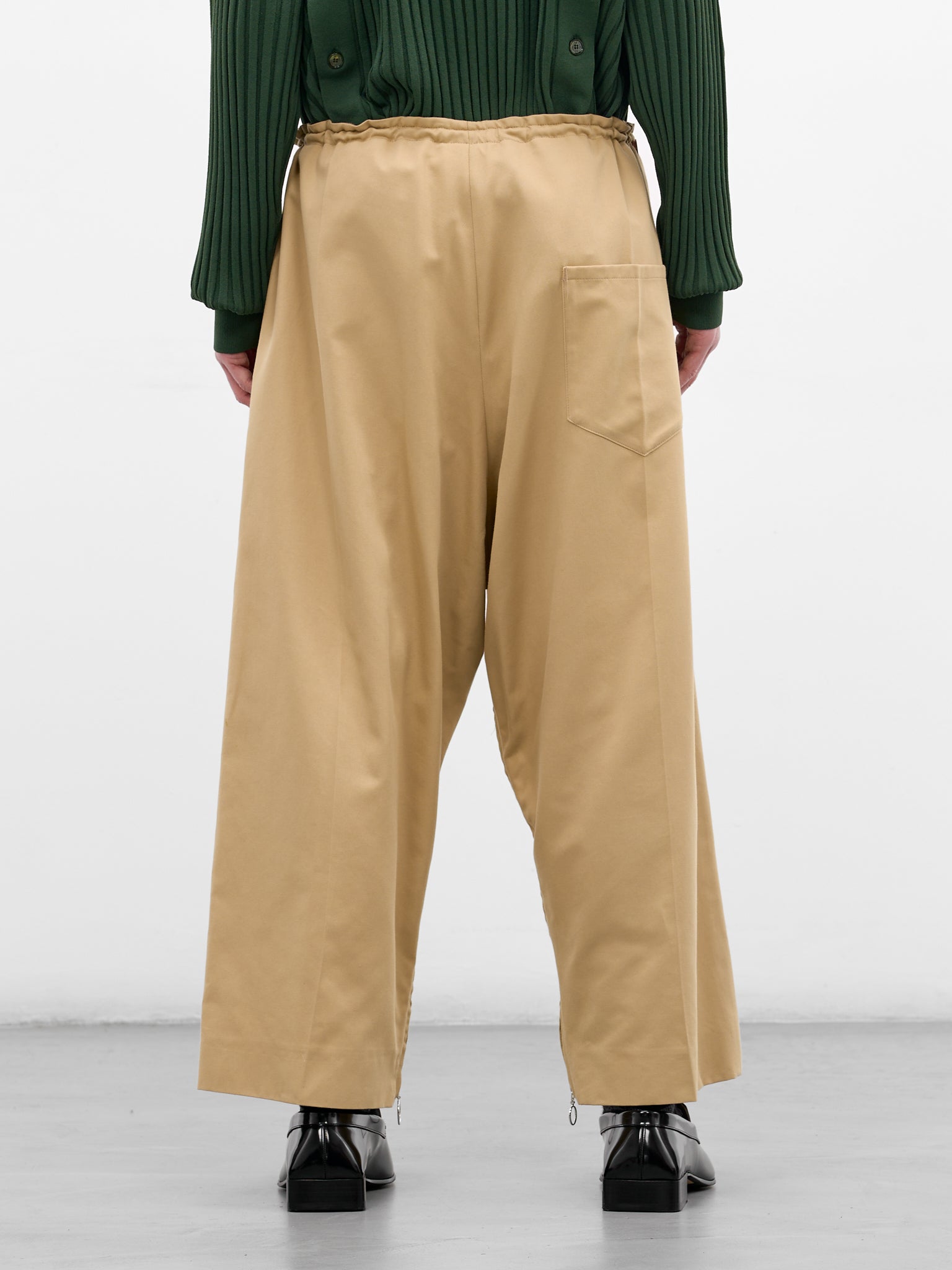 Beige Cotton-Cashmere Cropped Trousers (U261-P067-C038-BEIGE)