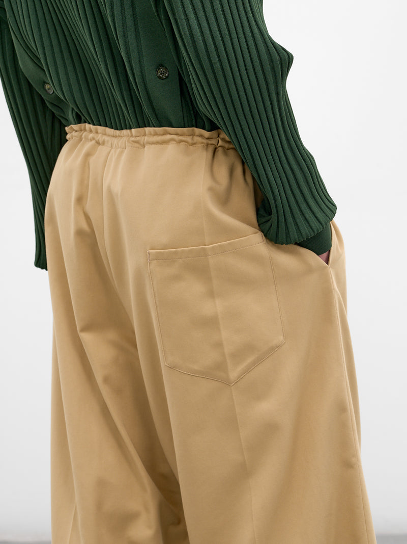 Beige Cotton-Cashmere Cropped Trousers (U261-P067-C038-BEIGE)