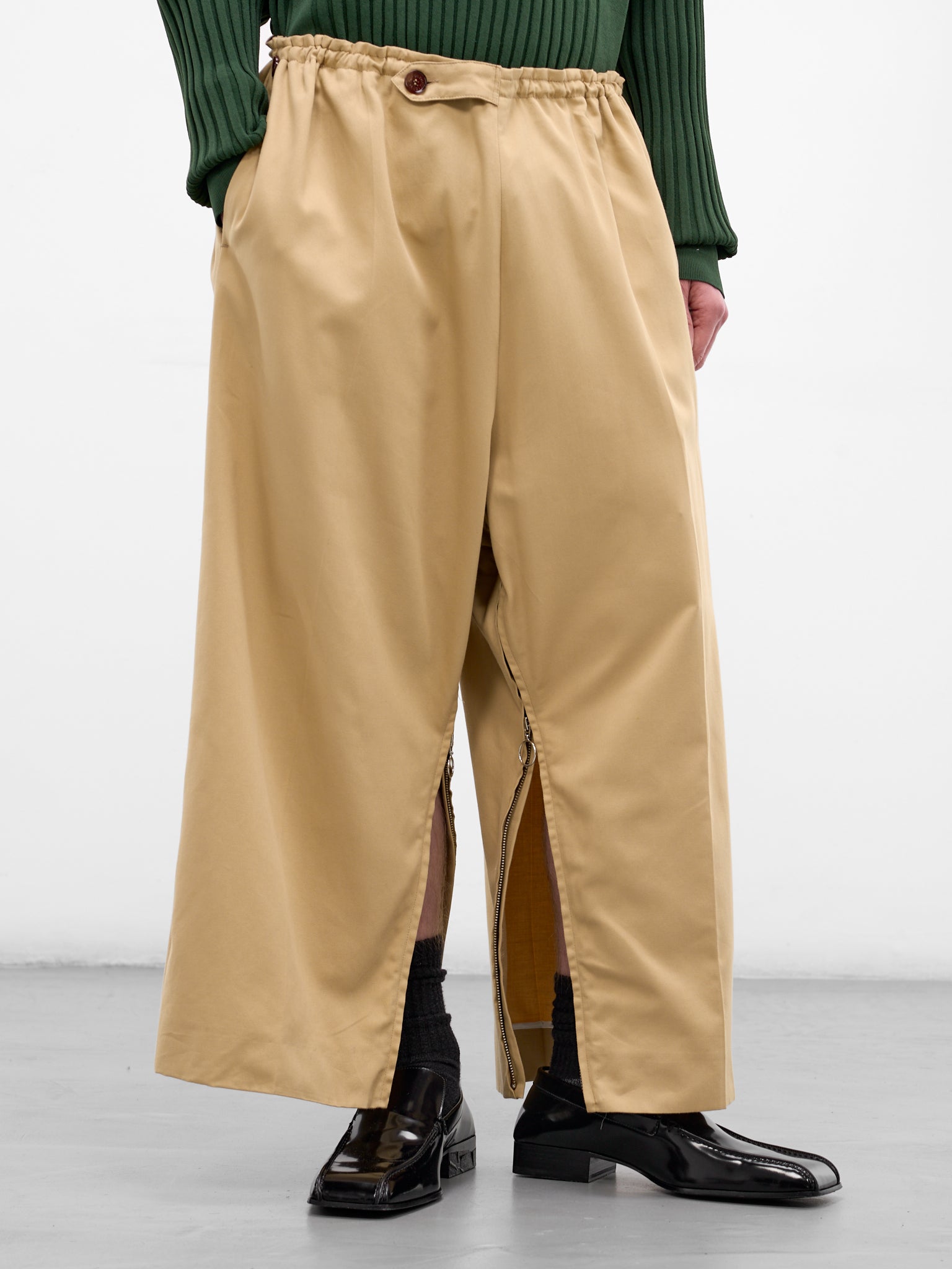 Beige Cotton-Cashmere Cropped Trousers (U261-P067-C038-BEIGE)