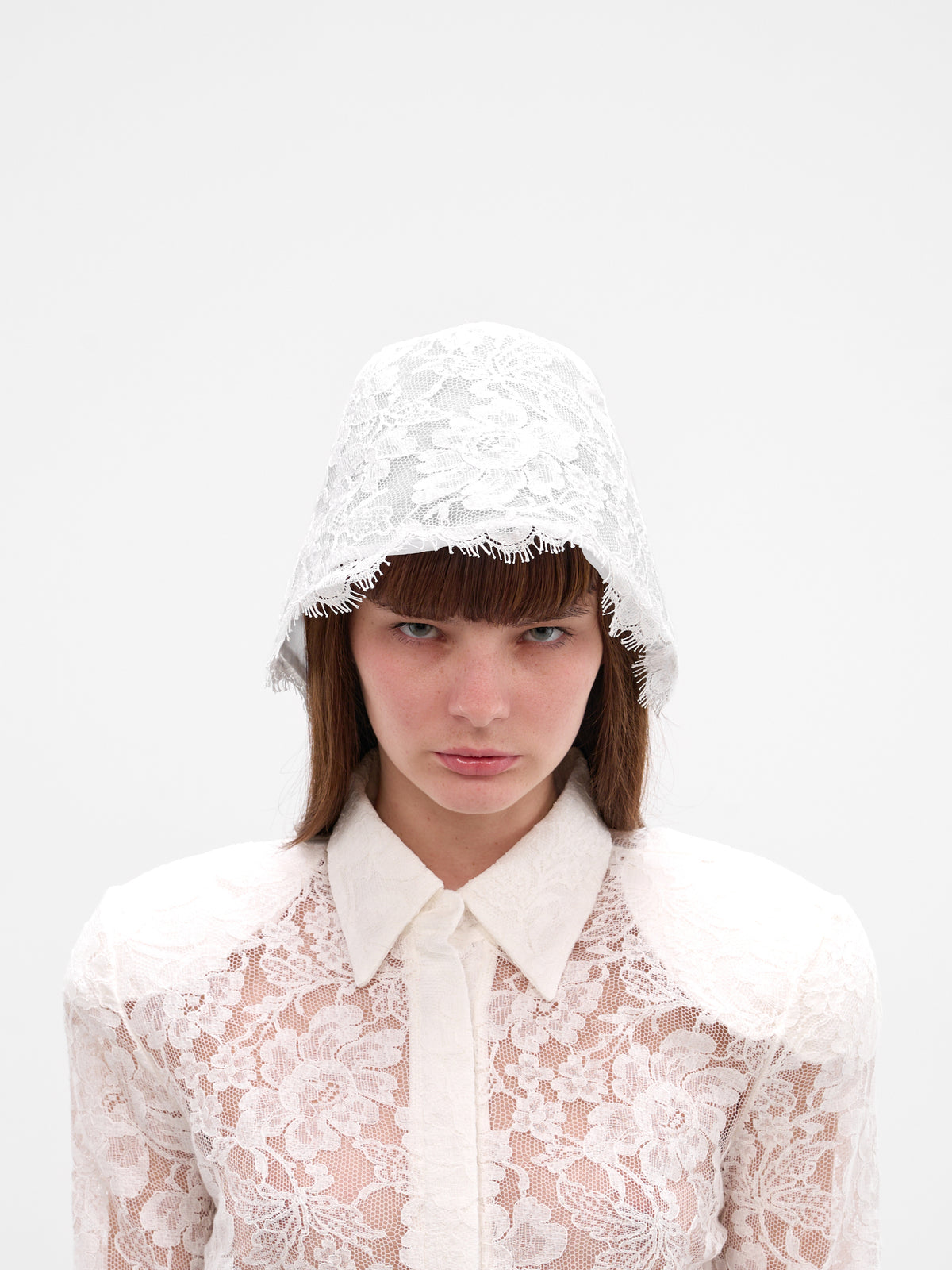 White Floral Lace Cloche Hat (RR-HAT08-WHITE)