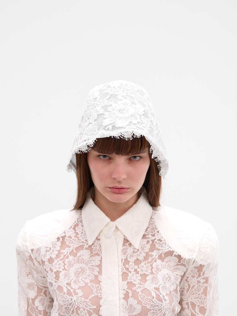 White Floral Lace Cloche Hat (RR-HAT08-WHITE)