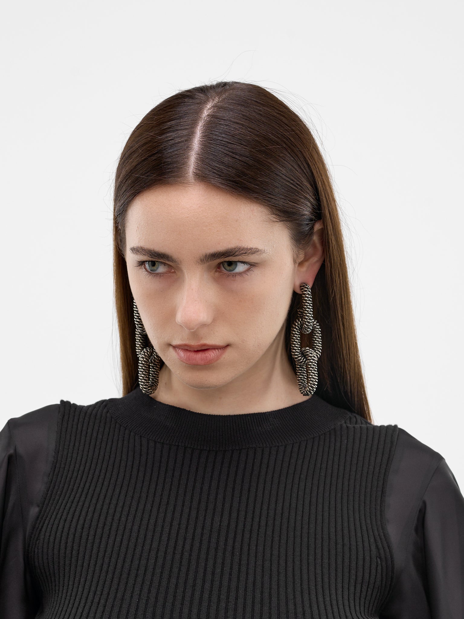 Silver Brass Chainlink Earrings (ERW0261-PALLADIO)