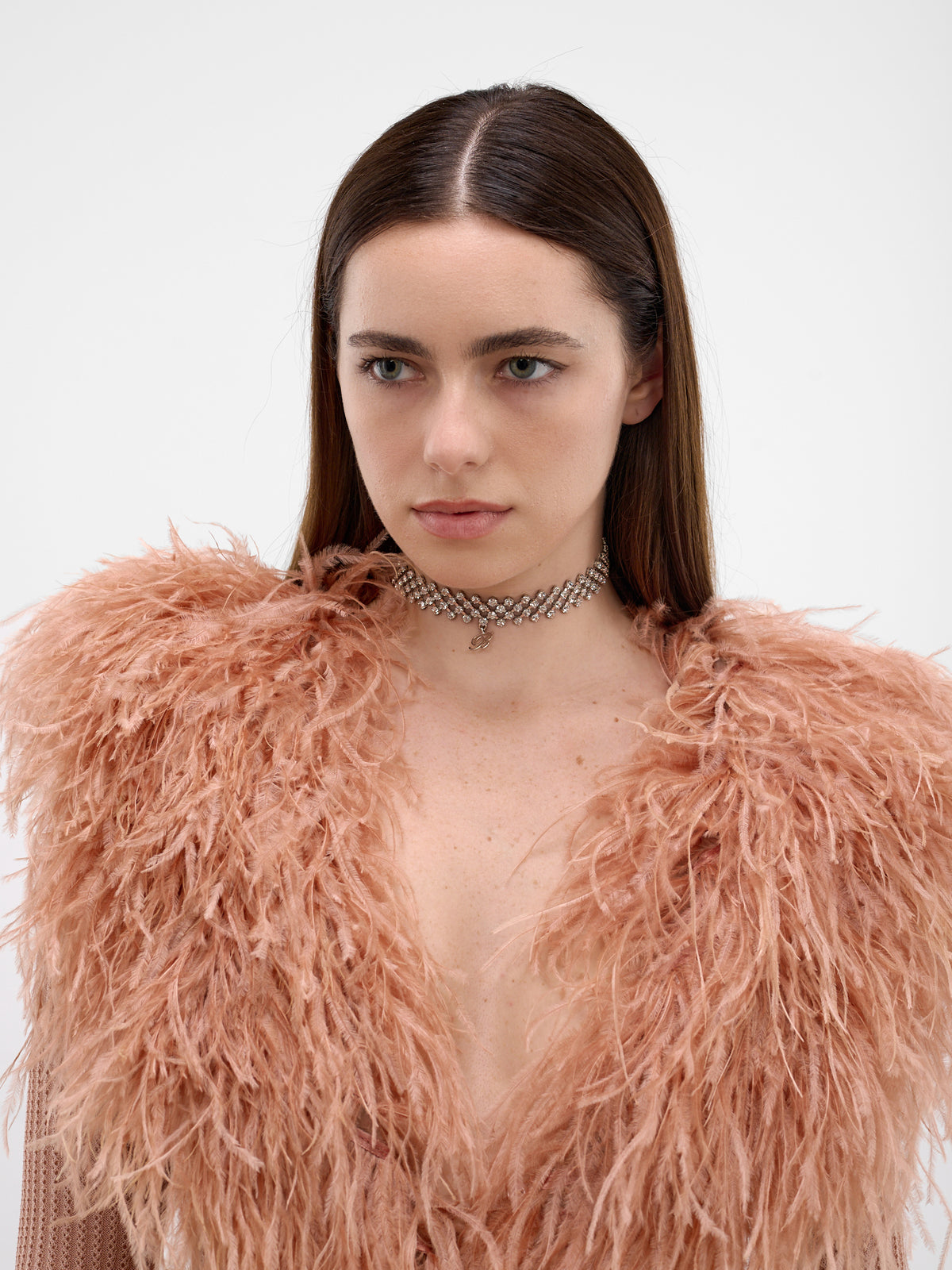 Silver Rhinestone Logo Choker (2W396B-A9939-CRYSTAL-SILVER)