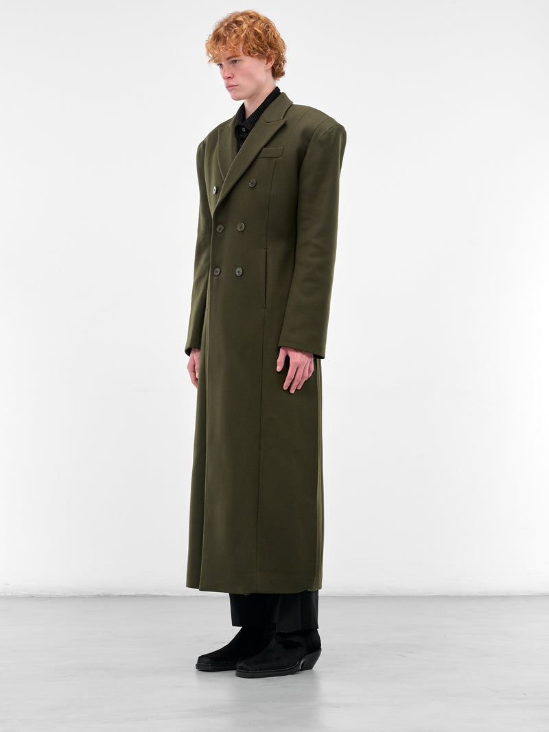 Green Wool Tailored Long Coat (0175-T505-ARMY)
