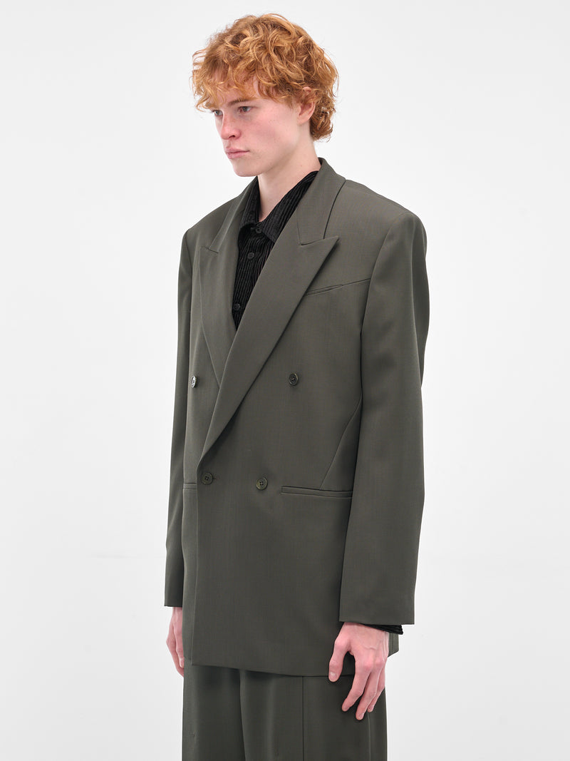 Green Oversized Double-Breasted Blazer (0204-T126-ARMY)