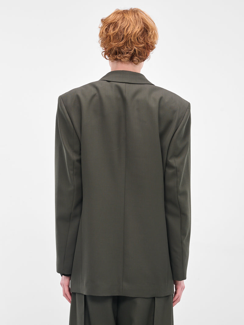 Green Oversized Double-Breasted Blazer (0204-T126-ARMY)