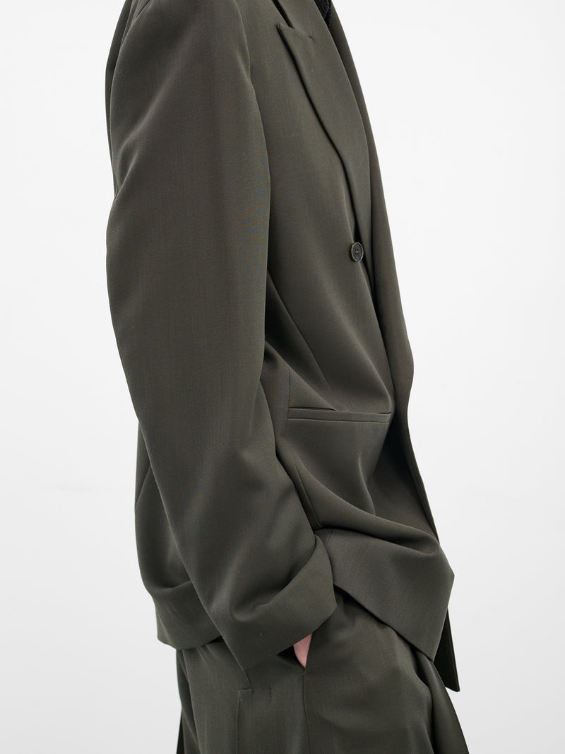 Green Oversized Double-Breasted Blazer (0204-T126-ARMY)
