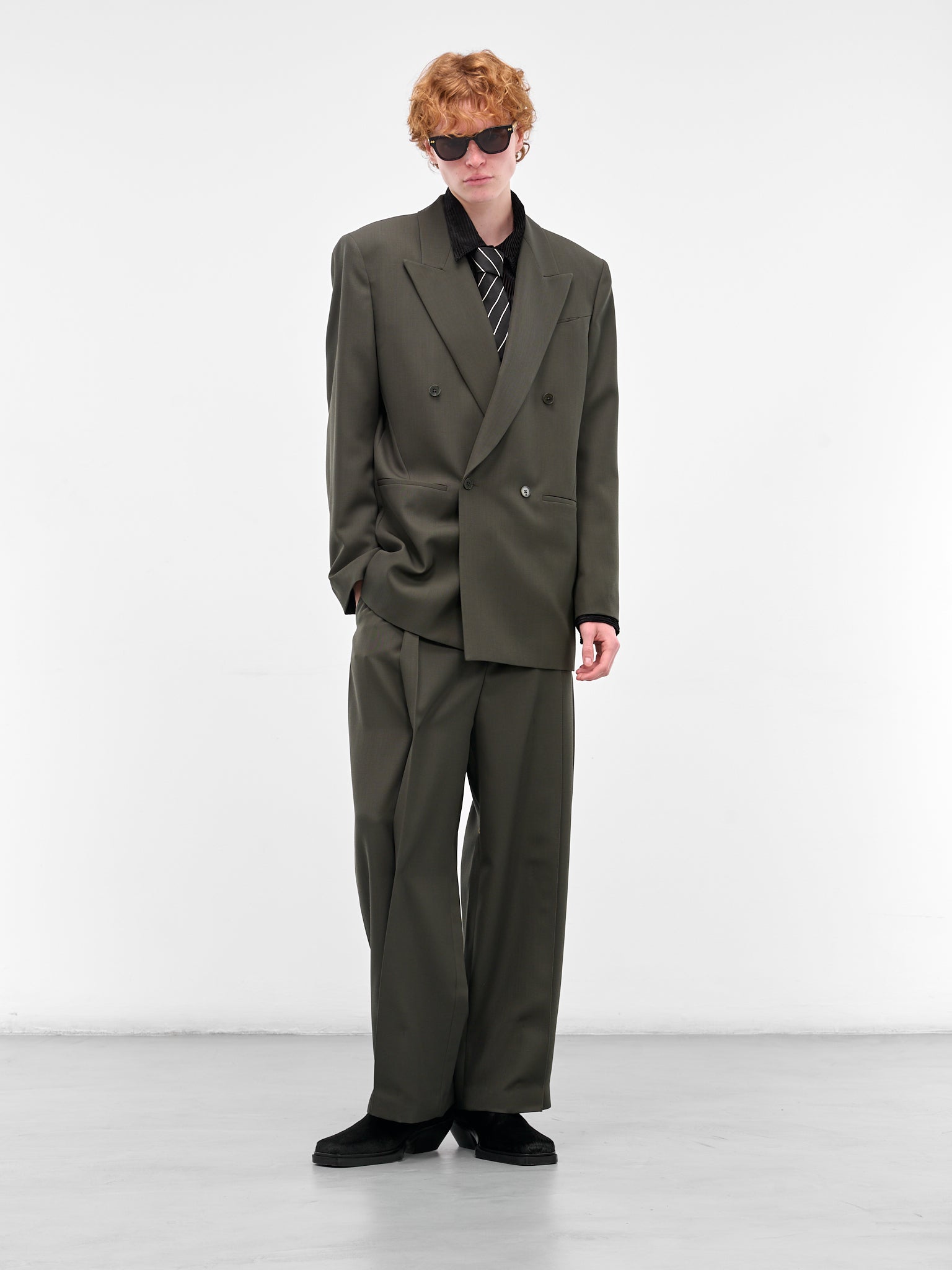 Green Oversized Double-Breasted Blazer (0204-T126-ARMY)