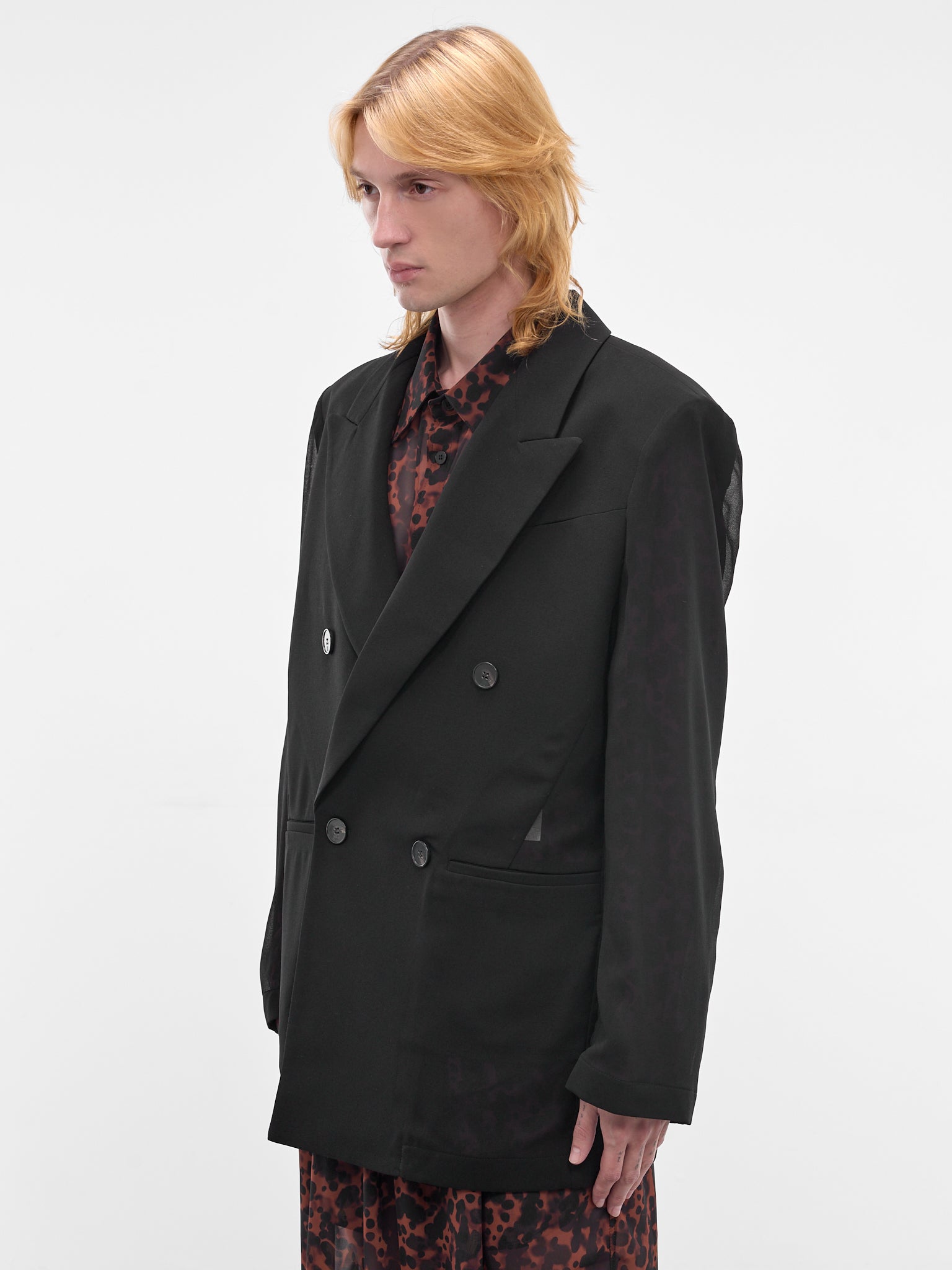 LOUIS GABRIEL NOUCHI Semi-Sheer Double-Breasted Blazer | H.Lorenzo - side