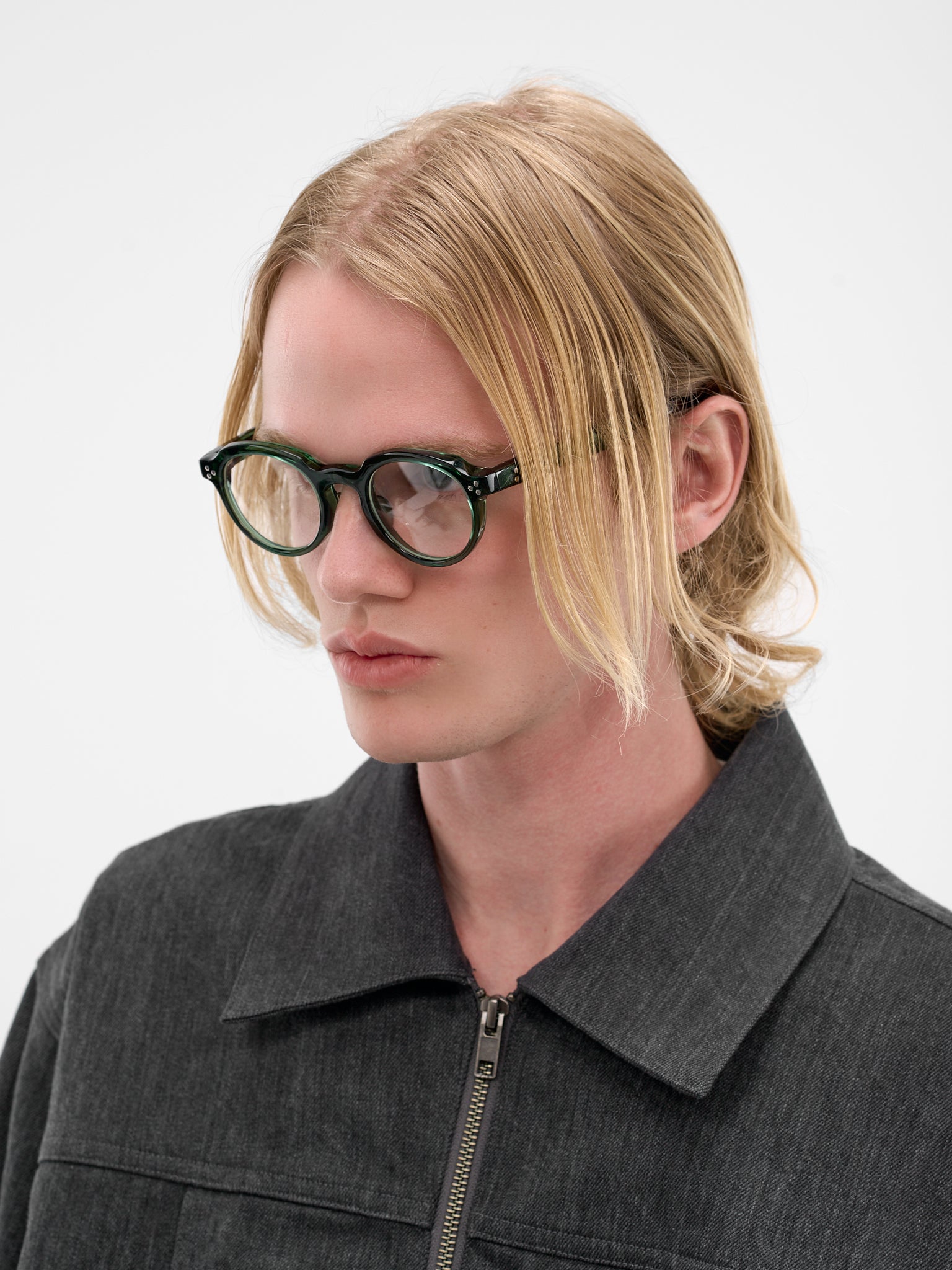 Green Translucent Crown Panto Glasses (RM261-027-GREEN)