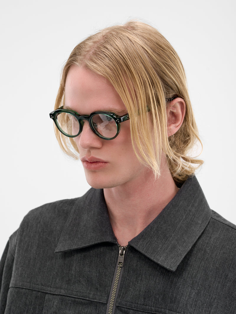 Green Translucent Crown Panto Glasses (RM261-027-GREEN)