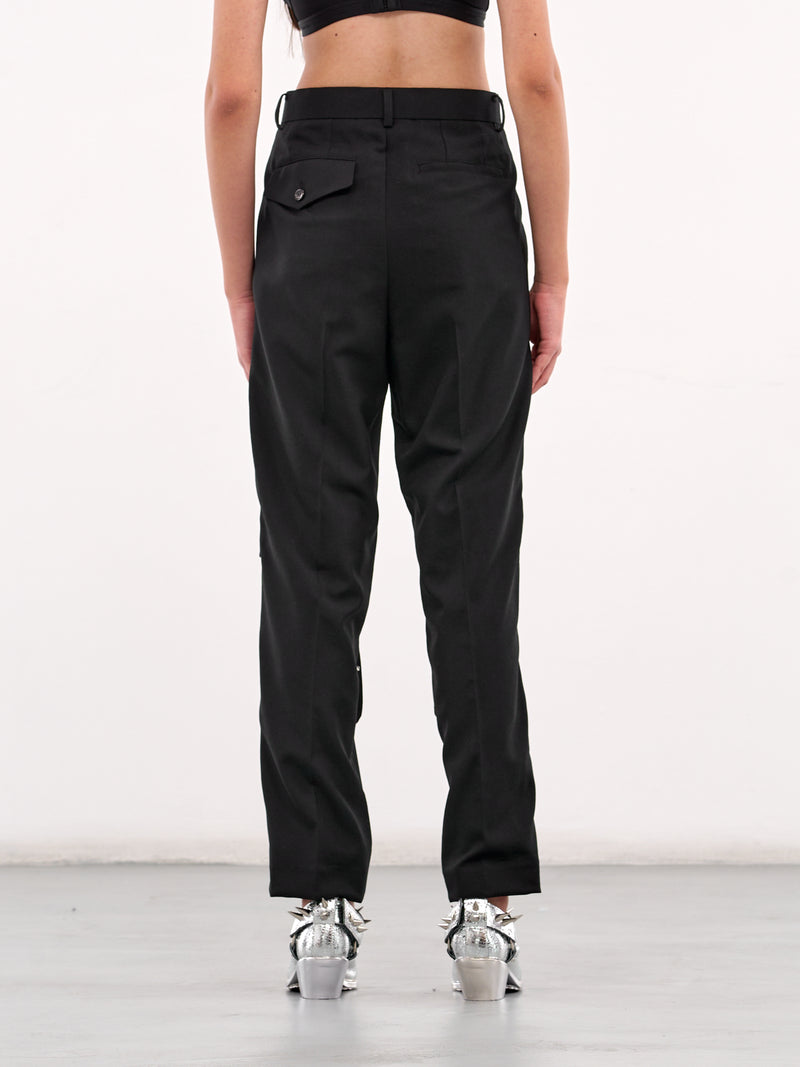 Buckle & Eyelet Strap Trousers (3O-P004-S25-BLACK)