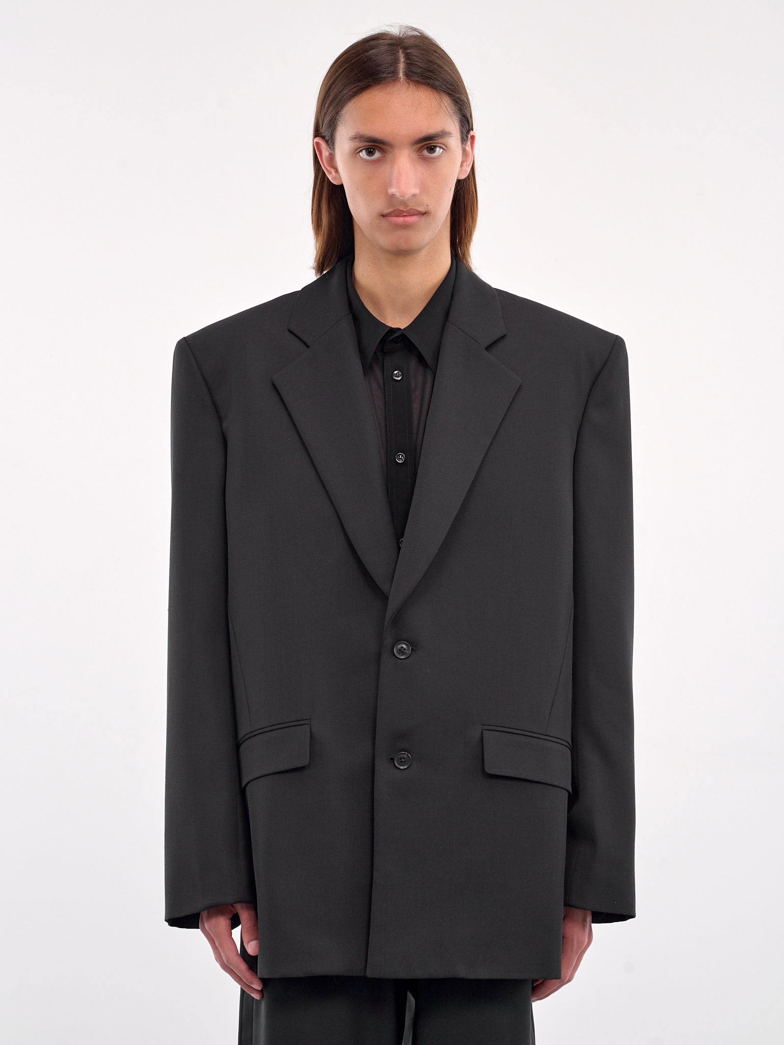 Single-Breasted Oversized Jacket (0254-T115-BLACK)