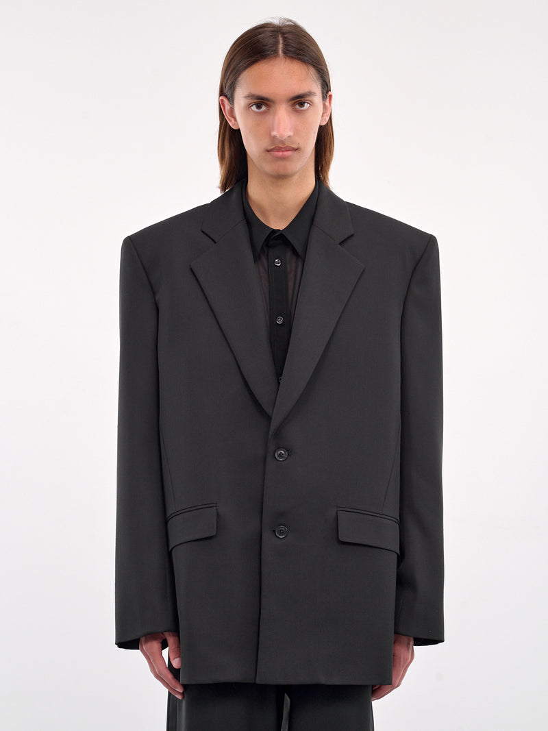 Single-Breasted Oversized Jacket (0254-T115-BLACK)