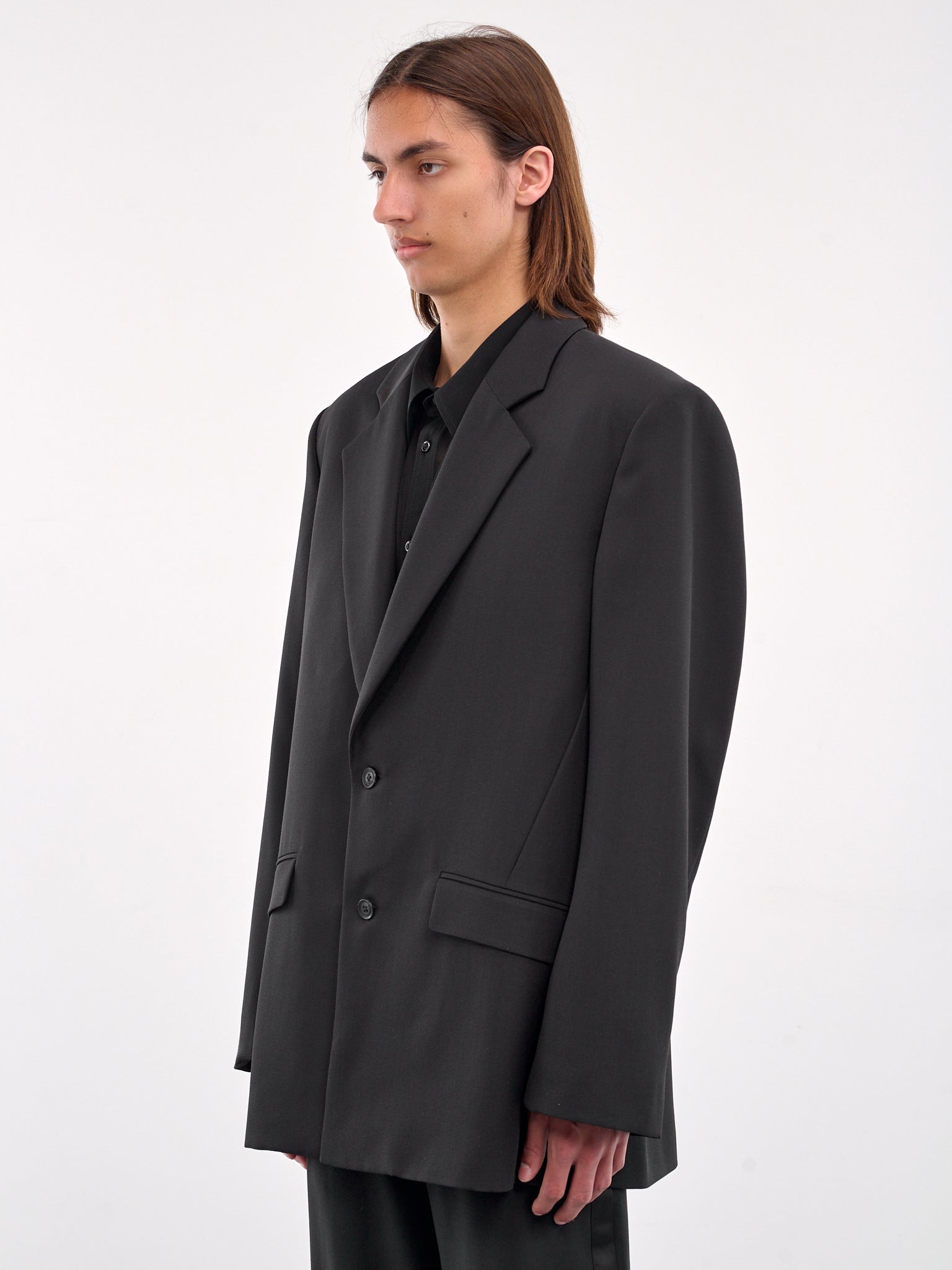 Single-Breasted Oversized Jacket (0254-T115-BLACK)
