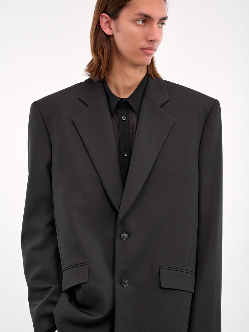 Single-Breasted Oversized Jacket (0254-T115-BLACK)