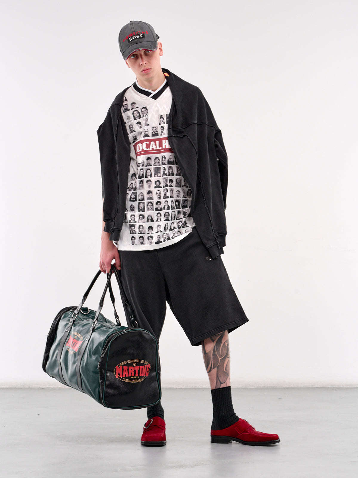 Leather Extreme Sports Duffel (1188WSP03018-BLKGRN)