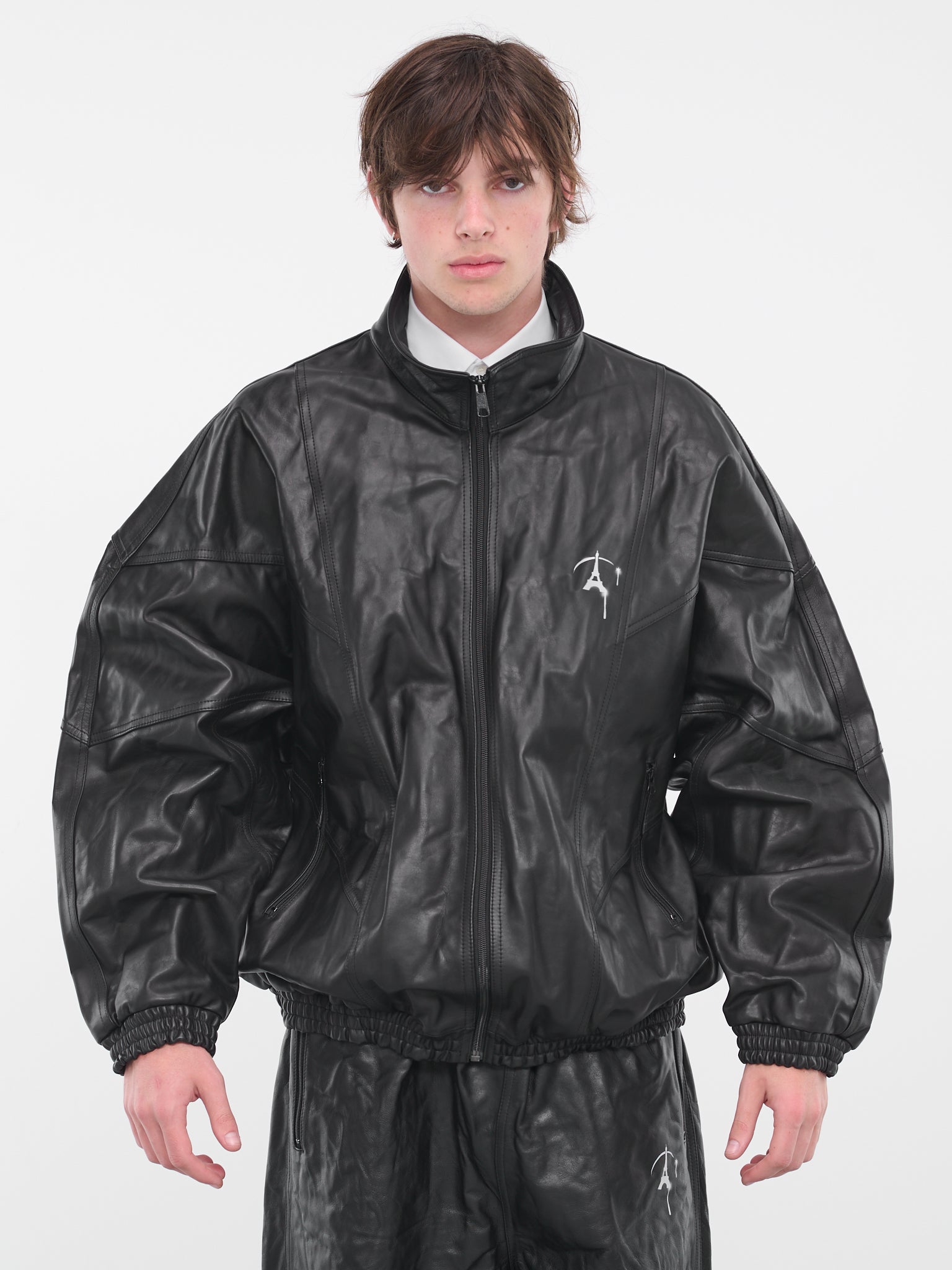 Paris Pictures Leather Jacket (02BL166-BLACK)