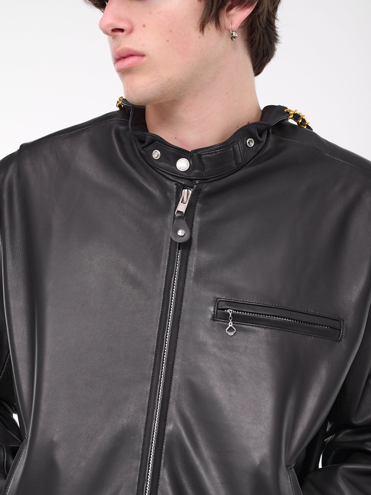 Chain Handle Sheepskin Jacket (02BL179-BLACK)