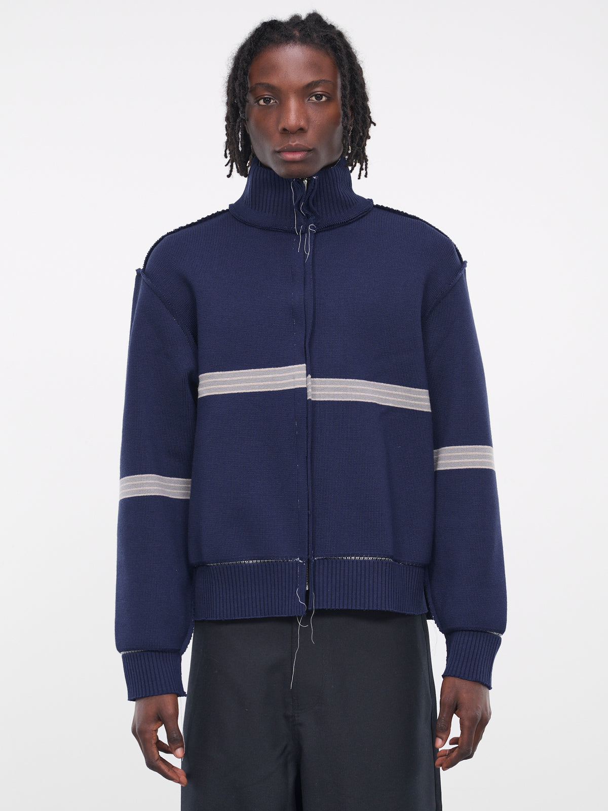Rib Zip-Up Jacket (03-04-01-STIPE-NAVY)