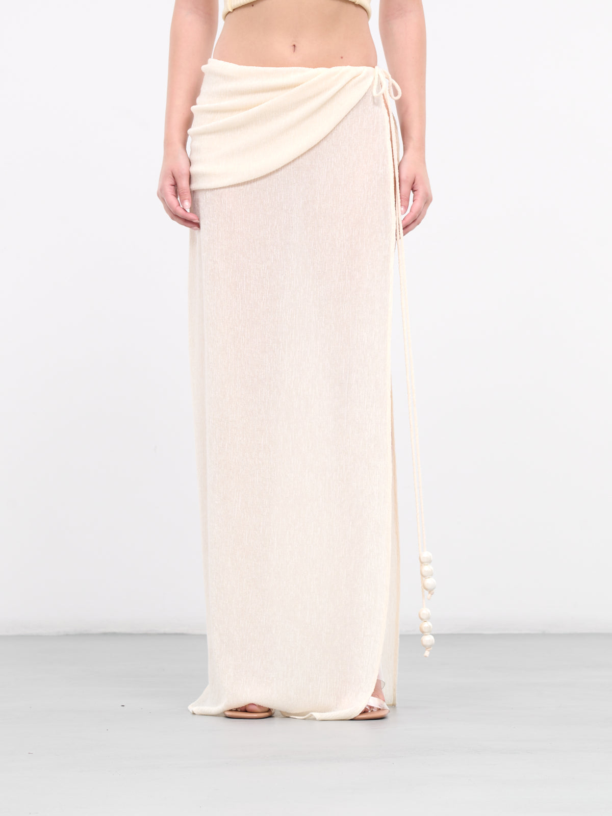 Asymmetric Pearl Maxi Skirt (03-CREAM)