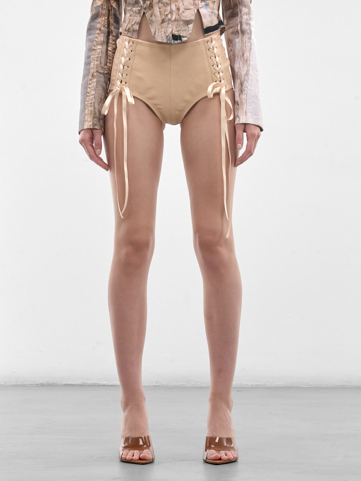 Nude Leather Lingerie Mini Shorts (03-LEATHER-MINI-SHIRTS-NUDE)