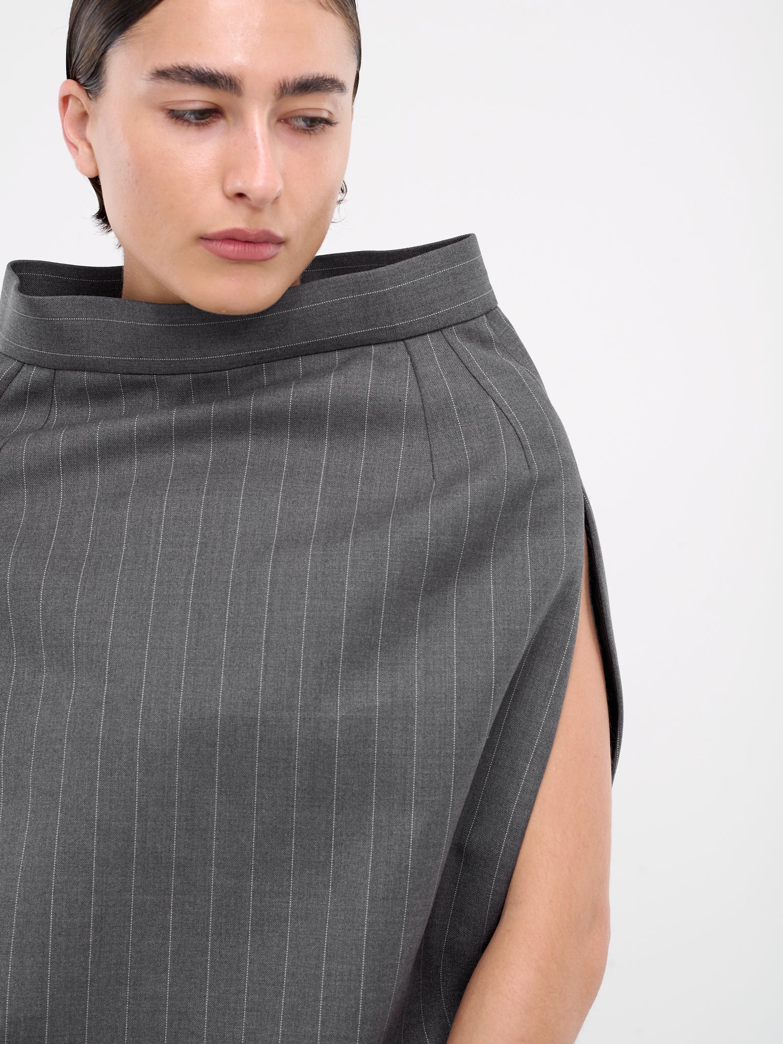 Tailored Skirt Top (S1WSH01-GREY-PINSTRIPE)