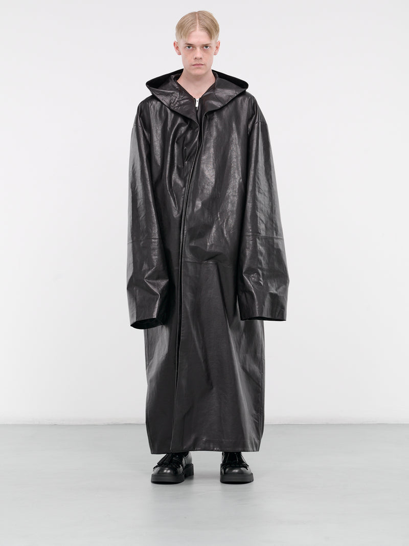 Faux Leather Coat (002-05-BLACK)