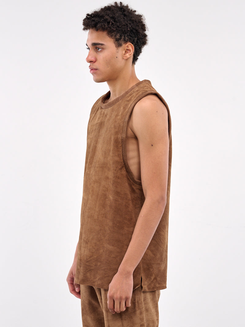 Brown Suede Tank Top (ART2513-CAMEL-SUEDE)