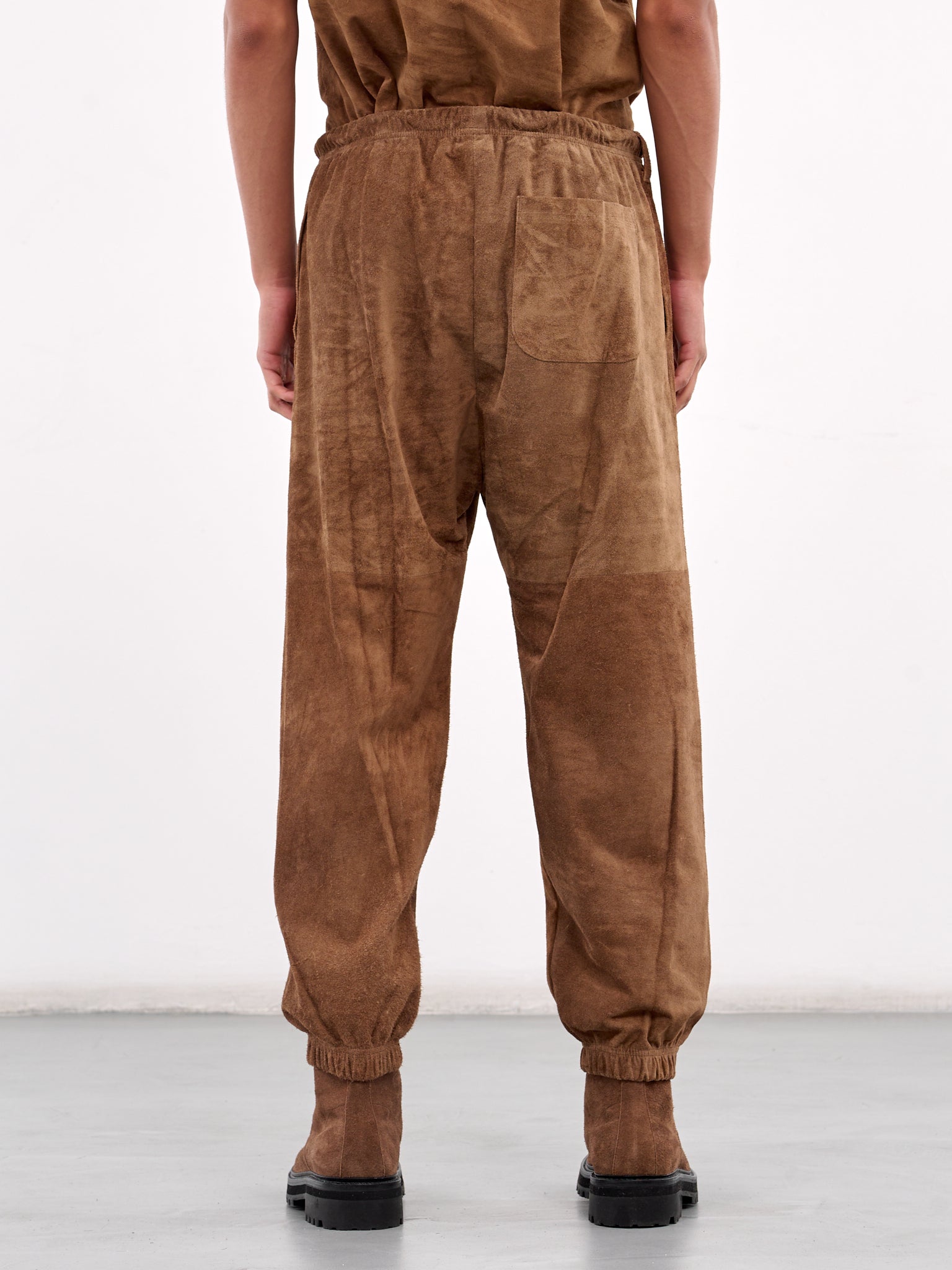 Brown Suede Elasticized Joggers (ARP2508-CAMEL-SUEDE)
