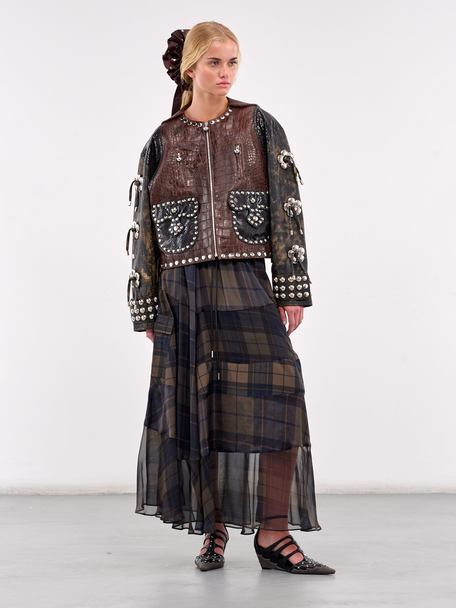 Contrast Leather Zip Jacket (5300-AFTERCLAP-BROWN-BLACK)