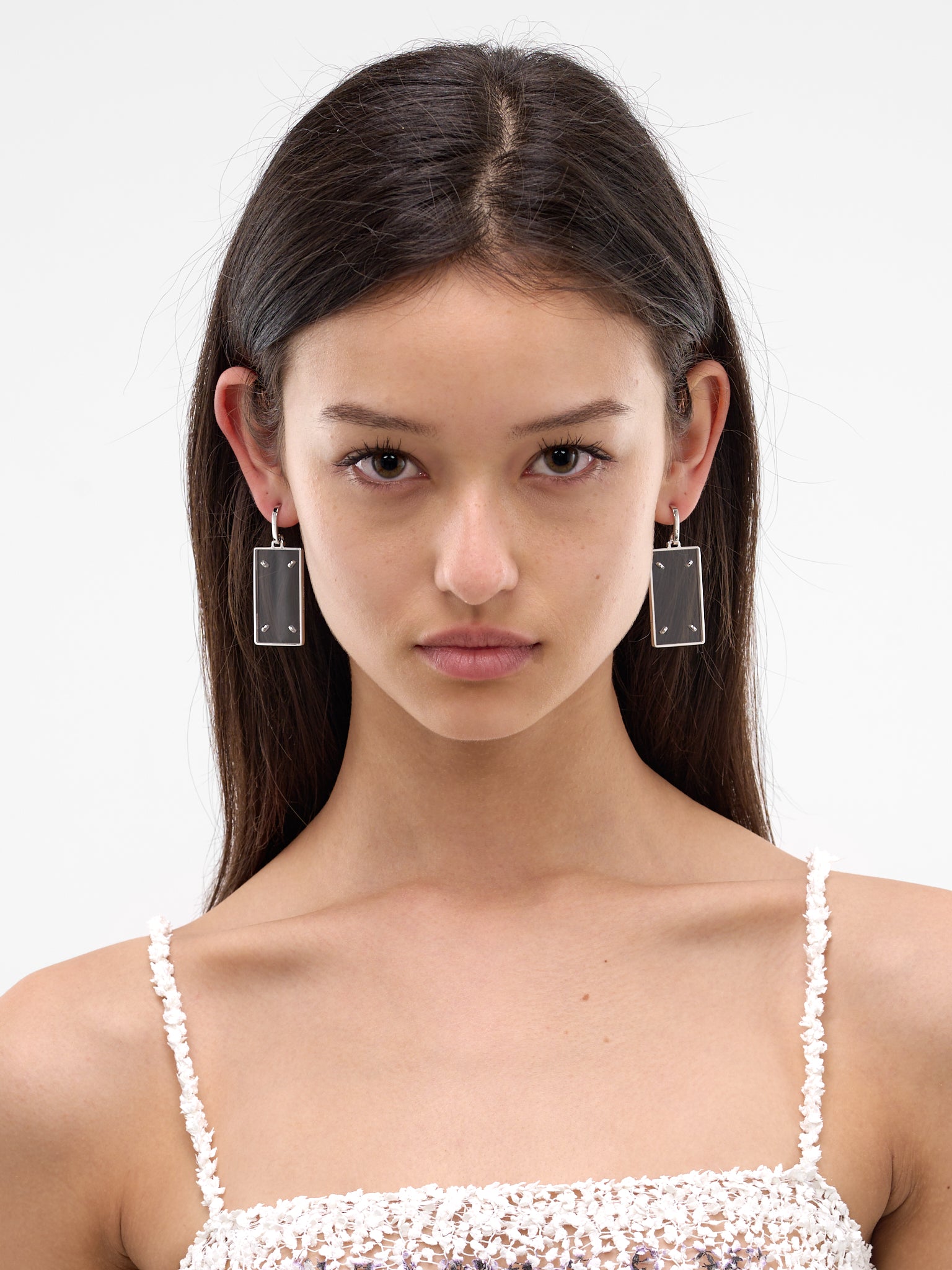 Brass & Plexiglass Four Stitches Earrings (SM2VG0022-P9224-752-PALADIUM-R)
