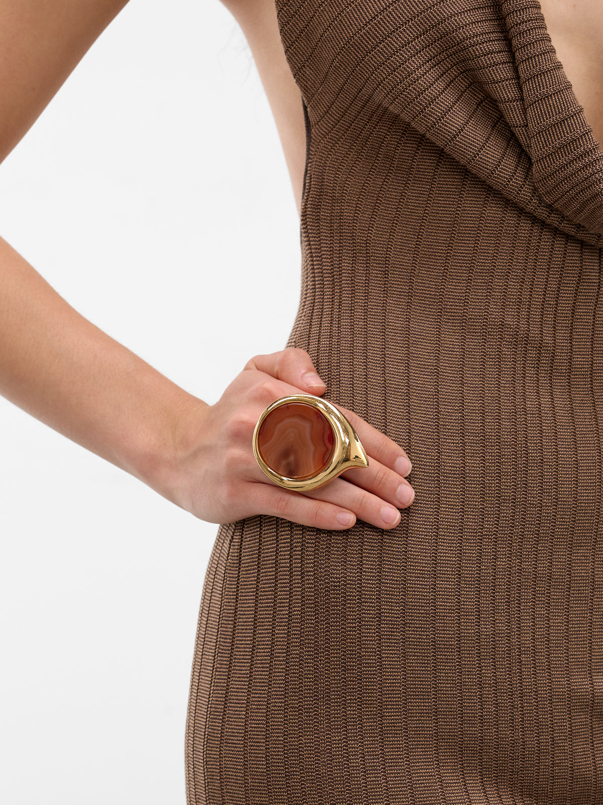 Large Dusk Gold Agate Ring (S26-FG003-S-RED-AGATE)