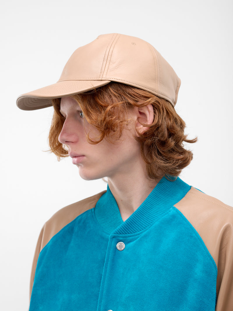 Beige Leather Baseball Cap (ARG2501-SHORE-LATTE)