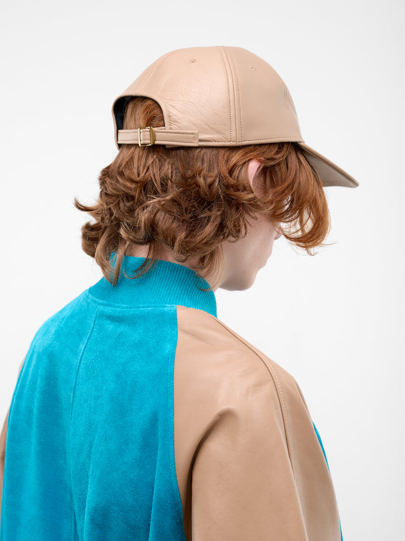 Beige Leather Baseball Cap (ARG2501-SHORE-LATTE)