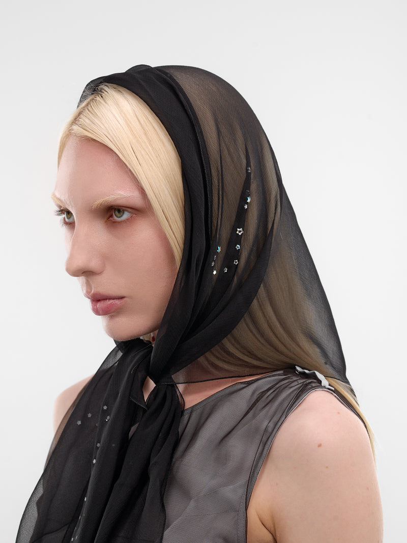 Black Silk Oum Kalthoum Headscarf (15-OUM-KALTHOUM-BLACK)