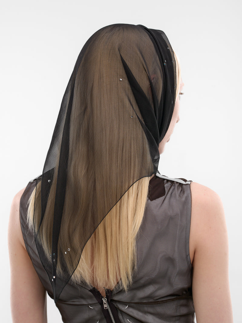 Black Silk Oum Kalthoum Headscarf (15-OUM-KALTHOUM-BLACK)