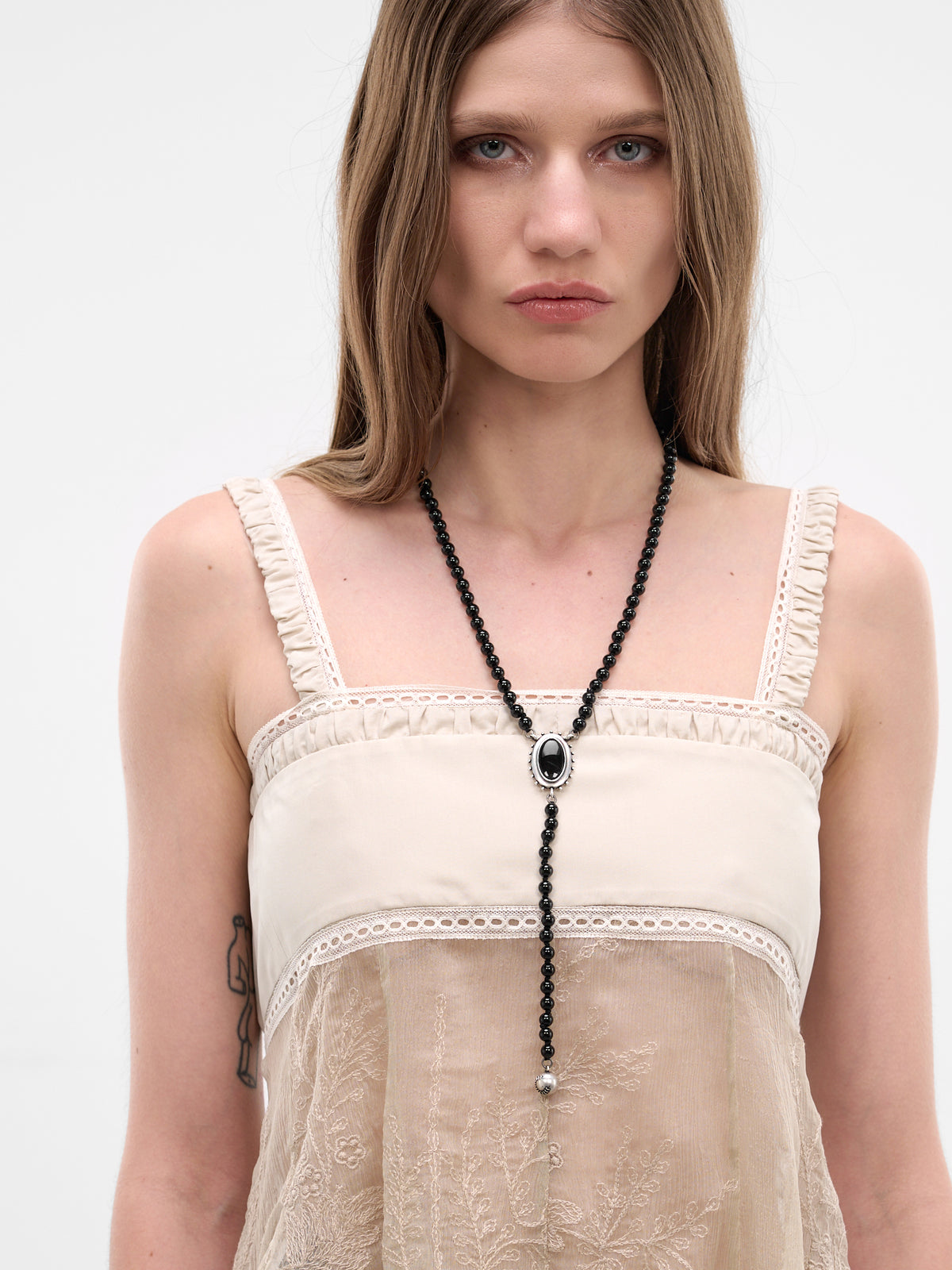 Imen Silver Beaded Necklace (B0014114-OT018-ANTIQUE-SILVER)