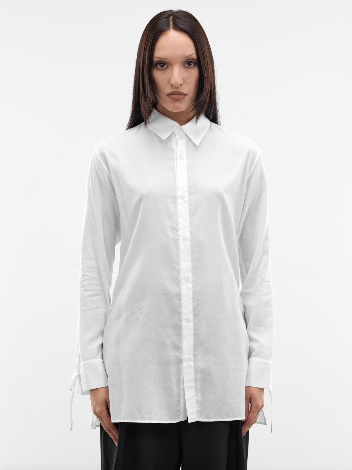 White Tied Cuffs Button-Up Shirt (FK-B62-205-1-OFF-WHITE)