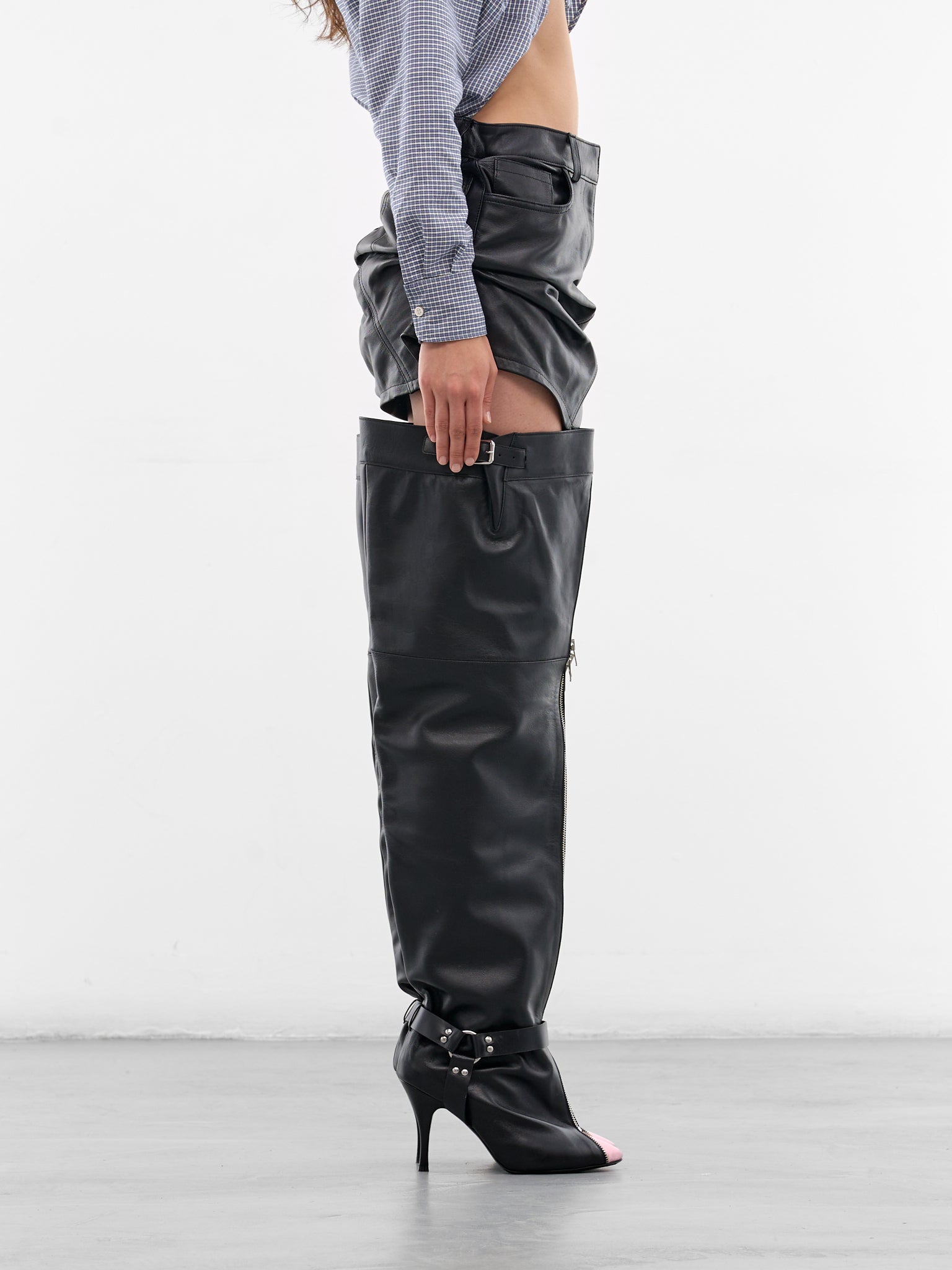 August Barron Thigh-High Unzipped Boots | H.Lorenzo - side