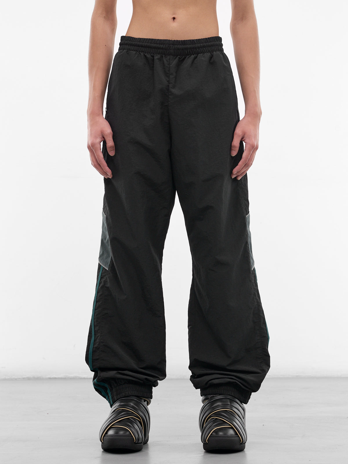 Black Nylon Track Pants (131WP01060-BLACK)
