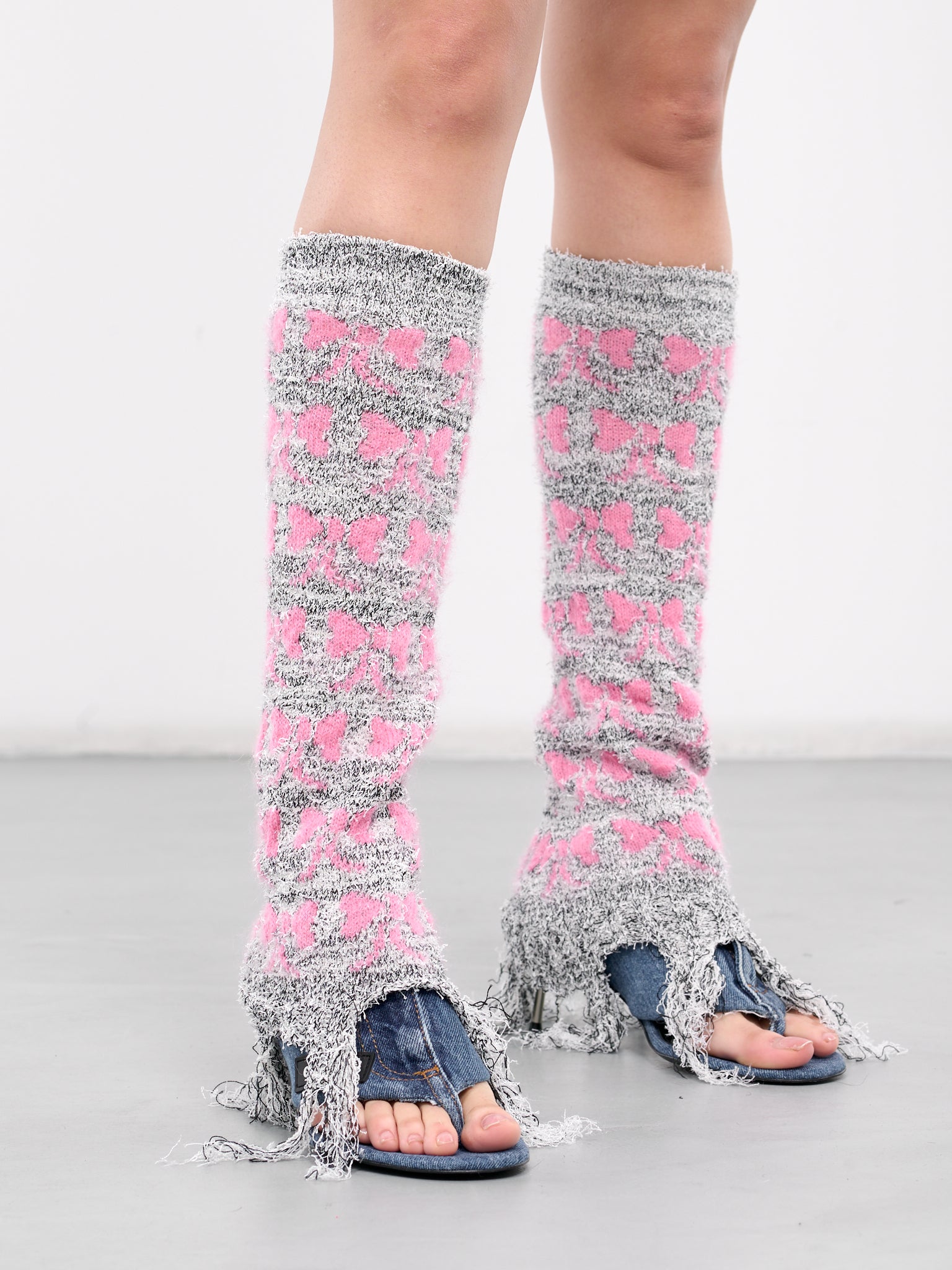 Jacquard Knit Leg Warmers (076-MELANGE-PINK)