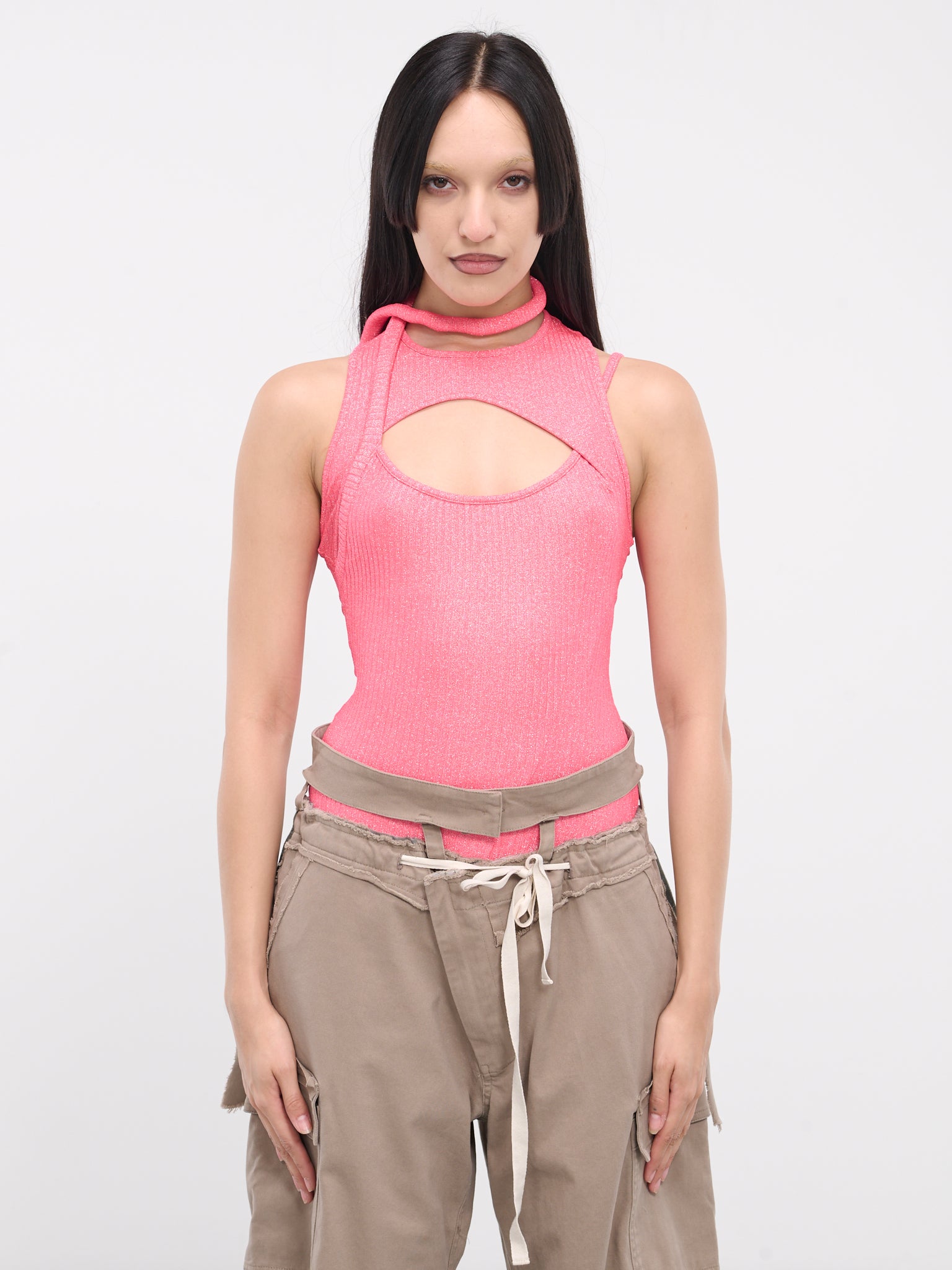 Layered Cut-Out Tank Top (0408403-PINK)