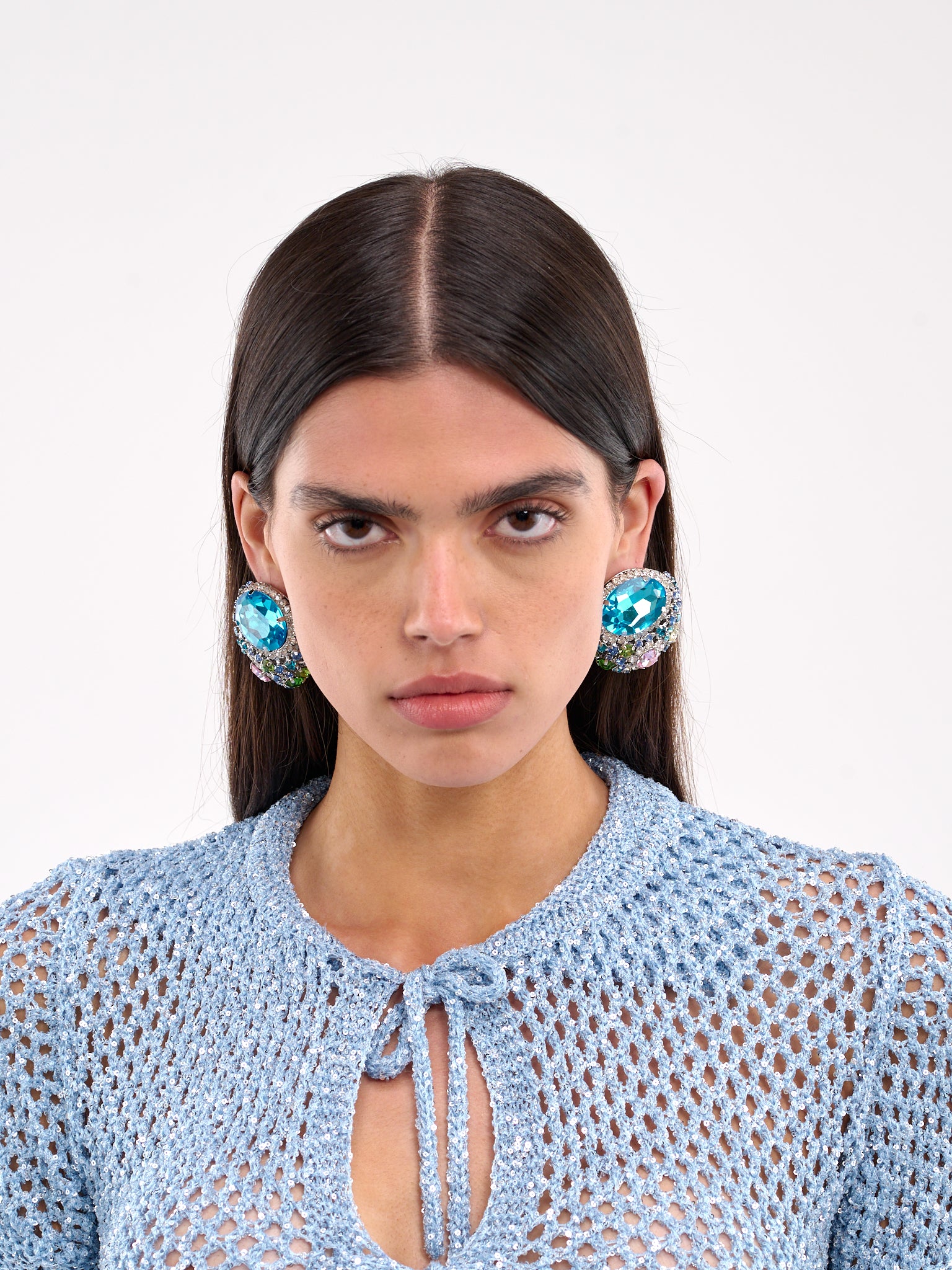Crystal Gemstone Cluster Earrings (AWJW0034OT01-LIGHT-BLUE)