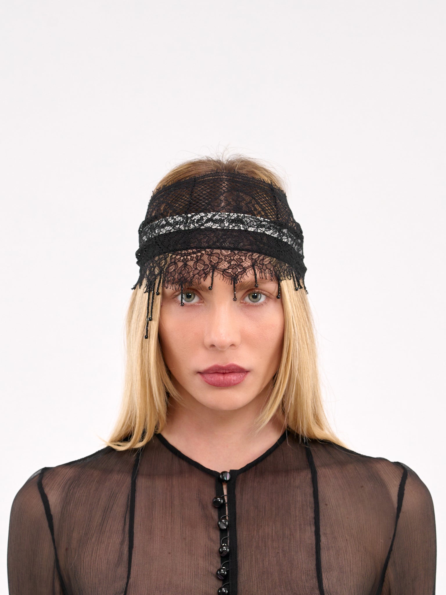Tied Lace Headband (B0012905-RB042-BLACK)