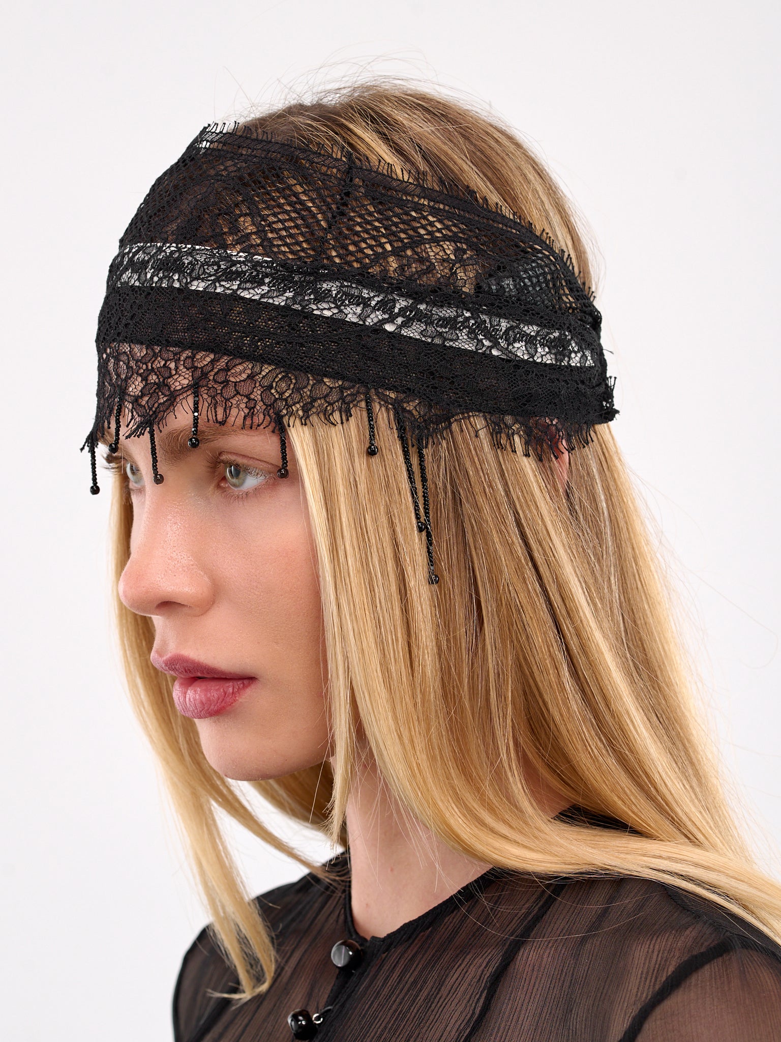 Tied Lace Headband (B0012905-RB042-BLACK)