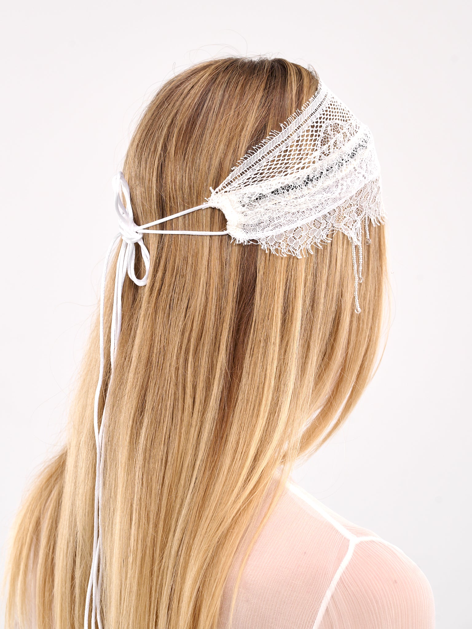 Tied Lace Headband (B0012905-RB042-NATURAL-WHITE)