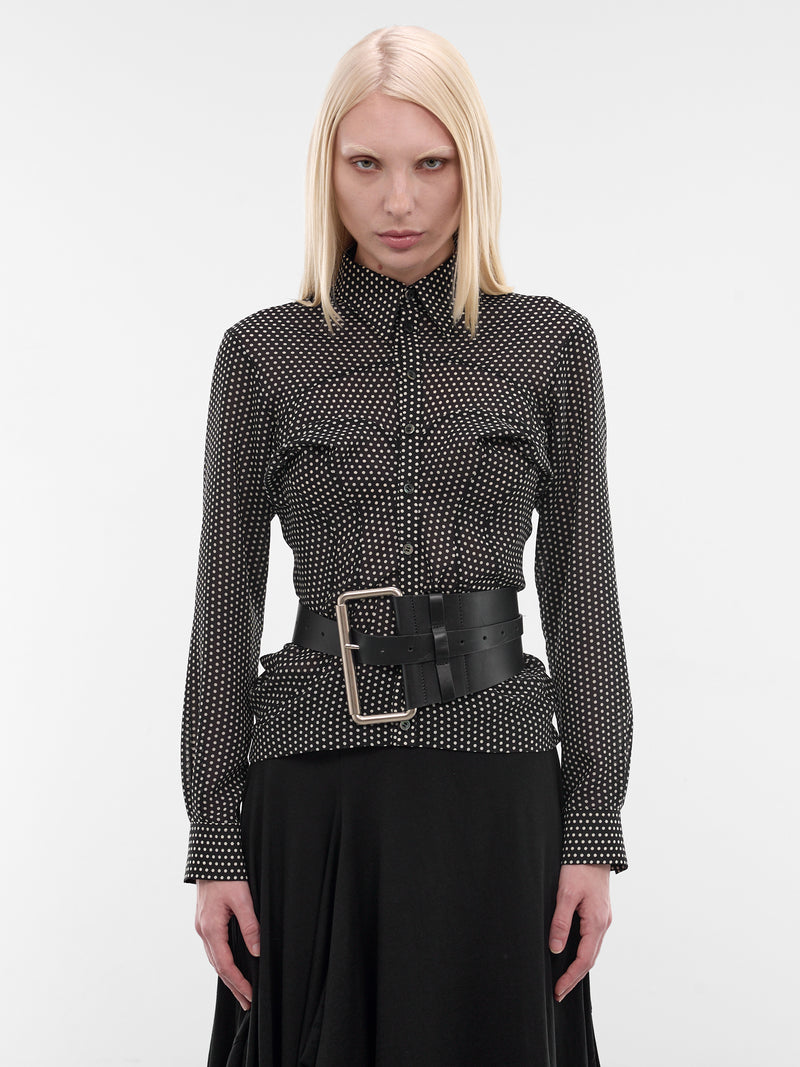 Black Leather Equestrian Belt (VAQ11K302-BLACK)